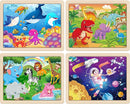 Wooden Puzzles for Kids Ages 4-6, 4 Packs 60 PCs Animal Dinosaur Jigsaw Puzzles for Children Ages 4-8,Preschool Educational Puzzles Boards Toys Gifts for Boys Girls by TinyTreasures Baby Boutique