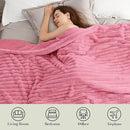 Amélie Home Faux Fur Throw Blanket for Couch, Cozy Fuzzy Fluffy Fur Luxurious Soft Striped Plush Gift Blankets for Family Sofa Chair Bed Living Room Bedroom, 55"x70", Pink by CozyNest Decor