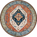 Lahome Boho Washable 3Ft Round Area Rug, Non-Slip Throw Untra-Thin Small Round Carpet, Oriental Vintage Distressed Circle Rug for Bathroom Bedroom Kitchen Office Sofa, 3x3/Rust by TinyTreasures Baby Boutique