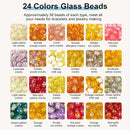 XSEINO About 1200pcs 6mm Crackle Glass Beads Bracelet Making Kit,24 Style Crack Sunshine Yellow Series Colorful Crystal Beads for Jewelry Bracelet Making,DIY Crafts,Friendship Bracelets,Necklaces by TinyTreasures Baby Boutique