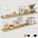 Fun Memories 48 Inch Floating Shelves for Wall, Set of 2 – Rustic Wood Wall-Mounted Shelves with Invisible Brackets for Bedroom, Bathroom, Kitchen – Storage, Books, or Decor, Oak by CozyNest Decor