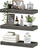 QEEIG Floating Shelves for Wall Bathroom Shelf Bedroom Kitchen Living Room Hanging Book Shelves Small Farmhouse Decor 16 inch Set of 3, Grey (015-GY3) by CozyNest Decor