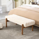White Modern Bench Upholstered End of Bed Bench Chenille Fabric Bedroom Bench for Entryway Living Room Vanity Makeup Room, 47" Long, Wooden Legs by CozyNest Decor