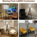 Boho Tripod Floor Lamp with Shelves, Mid Century Wood Standing Lamp with Rattan & Fabric Shades, ON/Off Foot Switch, Modern Farmhouse Tall Floor Lamps for Living Room Bedroom Office by CozyNest Decor