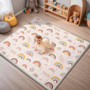 Foldable Baby Play Mat, PIGLOG 50x50 Playpen Mat, Safe Foam Playmat for Tummy Time, Waterproof Playmats for Babies and Toddlers Kids, Reversible Portable Baby Floor Mat for Infant, Rainbow Rain by TinyTreasures Baby Boutique