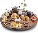Farmhouse Oak 24" Lazy Susan Turntable Organizer for Cabinet, Round Wooden Lazy Susan Organization and Storage for Dining Table, Pantry, Kitchen, Countertop, Cupboard,Home Decor, Walnut by CozyNest Decor