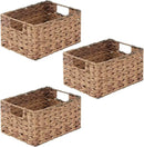 mDesign Woven Farmhouse Kitchen Pantry Food Storage Organizer Basket Bin Box - Container Organization for Cabinets, Cupboards, Shelves, Countertops - Store Potatoes, Onions, Fruit, 3 Pack, Brown Ombre by CozyNest Decor