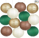 Paper Lanterns Green Brown Gold Round Hanging Chinese Lanterns for Birthday Party Gender Neutral Woodland Baby Shower Decorations Pack of 12 by CozyNest Decor