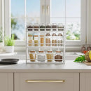 Spice Rack Wall Mounted, Freestanding Spice Organizer for Countertop, Bamboo Spice Storage Holder, for Kitchen Cupboard, Pantry, Bathroom (White) by CozyNest Decor