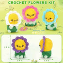 Crochet Kit for Beginners - 4PCS Flowers Complete Crochet Starter Kit with Step-by-Step Video Tutorials, Beginner Crochet Kits for Adults Kids Women, Flower Family Crocheting Set by TinyTreasures Baby Boutique