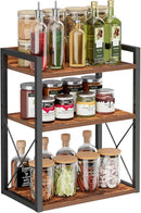 3-Tier Kitchen Spice Rack Organizer for Countertop, Coffee Counter Shelf, Mug Shelf, Bathroom Counter Organizer, Makeup Organizer, Rustic Brown and Black by CozyNest Decor