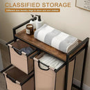 Laundry Basket Organizer - Hampers with 3 Compartments, Sliding Laundry Sorter Bags, Top Storage Shelf, Metal Frame by CozyNest Decor