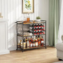 Lifewit Bar Cart for The Home, 3 Tier Drink Cart with Lockable Wheels, 12 Wine Rack and 3 Rows Glass Holders, Liquor Serving Cart for Kitchen Dining Livingroom, 31.6" x 13.1" x 33.9", Rustic Brown by CozyNest Decor