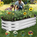 Galvanized Raised Garden Bed - 4×2×1ft (2 Packs) Planter Raised Beds for Gardening | Oval Metal Garden Planter Box with Safety Edging and Gloves for Vegetables Fruits and Flower - Silver by GreenHaven Gardens