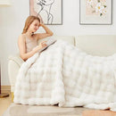 Latepis Luxury King Faux Fur Throw Blanket Fuzzy for Bed Soft Thick Blankets for Sofa Cute Plush Fuzzy Warm Blanket for All Seasons Ideal Gifts Furry Blankets Beige 90x108 Inch, 860gsm by CozyNest Decor