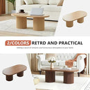 Oval Fluted Coffee Table, Farmhouse Wood Coffee Table Mid Century Modern Center Table Boho Living Room Tables for Living Room Office (Walnut, 19.69" D x 39.38" W x 13.78" H) by CozyNest Decor