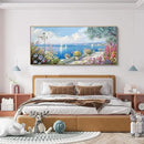 XLSJERST Extra Large Coastal Wall Art - Ocean Seascape Canvas Yellow Green Flowers Painting Landscape Sailboat Picture Artwork Modern Large Framed for Living Room Bedroom Home Office Decor by CozyNest Decor