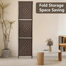 PayLessHere Room Divider 4 Panel Room Screen Divider Wooden Screen Folding Portable Partition Screen Wood with Removable Storage Shelves Color, Brown by CozyNest Decor