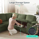 LINSY HOME Sectional Sleeper Sofa with Pull Out Couch Bed Convertible Plush Corduroy Cloud Couch with Storage Chaise & USB Charging, Comfy Modular Couches for Living Room (Green) by CozyNest Decor