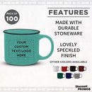 DISCOUNT PROMOS Custom Ceramic Campfire Coffee Mugs 13 oz. Set of 100, Personalized Bulk Pack - Perfect for Tea, Espresso, Cappuccino, Hot Cocoa - Mint by TinyTreasures Baby Boutique