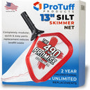 ProTuff 13" Spa Silt Net - 2 Year Unconditional Free Replacement - Heavy Duty Ultra Fine Mesh Silt & Sand Skimmer Cleans 3X Faster Than Vacuum - 13 inch Leaf Rake Bag for Pollen by GreenHaven Gardens