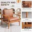 Mid Century Modern Accent Chair Set of 2, Leather Accent Chair, Relaxing Armchair with Solid Wood Frame & Soft Cushion, Reading Leisure Chairs for Living Room by CozyNest Decor