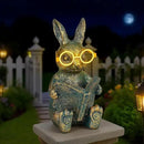 Solar Garden Decor, Adorable Rabbit Statue with Solar-Powered Glasses, Outdoor Decoration Lights for Patio, Yard & Balcony, for Kids, Mom & Grandma by CozyNest Decor