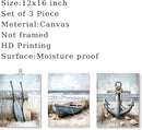 3Pcs Nautical Beach Wall Art Sailboat Paddle and Anchor Paintings Pictures Wall Decor Nautical Coastal Posters Prints Artwork for Living Room Bedroom Home Office Corridor Home Decroation Unframed by CozyNest Decor