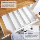 Adjustable Kitchen Drawer Organizer for Utensils and Junk, Food-Safe Contract Grade with 100% Sustainable Wood, Expandable from 16 to 28 Inches Wide - White Bamboo by CozyNest Decor