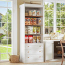 Vyre 71" Tall Farmhouse Bookshelves with Drawers, Large Modular Bookcase with Adjustable Shelves, Storage Cabinet for Living Room, Kitchen, Home Office, White by CozyNest Decor