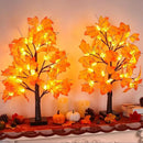 2 Pack 24 Inch Prelit Fall Maple Tree Fall Decor with 48 LEDs Timer Battery Operated Artificial Fall Light Up Tree Maple Acorn for Fall Thanksgiving Decorations Table Home Office Indoor Autumn Harvest by CozyNest Decor
