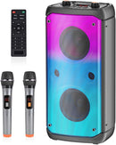 Portable Party Speaker, 80W Peak Wireless Bluetooth Speaker, PA System with LED Lights, Outdoor Bluetooth Speakers Supports for TF Card/USB, AUX in, FM, REC,TWS by TinyTreasures Baby Boutique
