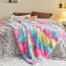 GONAAP Fuzzy Faux Fur Throw Blanket Queen Size Dark Rainbow Super Soft Cozy Plush Fuzzy Shaggy Blanket for Couch Sofa Bed (Dark Rainbow, Queen(90"x90")) by CozyNest Decor