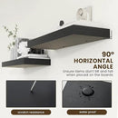 Deep Floating Shelves for Wall, 12'' Deep Large Floating Shelves Set of 2, 36 Inch Distressed Black Wood Shelves for Living Room Bathroom Laundry Room Bedroom Kitchen Home Office - Black by CozyNest Decor