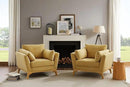 Large-Sized Accent Chair, Thick Cushion Bedroom Reading Chair, Comfortable Living Room Single Sofa, Linen Yellow by CozyNest Decor