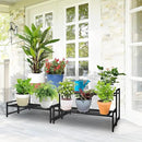 Plant Stand Indoor Outdoor, 2-Tier Wrought Iron Plant Stands, Stackable Metal Plant Shelf Decorative Outdoor Flower Stand Heavy Duty Pedestal Stands for Garden Deck Living Room, Black by GreenHaven Gardens