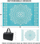 Pauwer Waterproof Outdoor Rug 6x9, Reversible Plastic Straw Patio Camping Rug, Indoor Outdoor RV Mat Carpet for Deck, Camper, Porch, Balcony, Backyard, Picnic, Floral Teal by GreenHaven Gardens