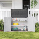 Aoxun White Outdoor Storage Cabinet with 2 Shelves, 35 Cu.Ft Trash Can Storage Shed, Waterproof, Horizontal Storage for Garbage Bin, Generator, Lawn Mower by GreenHaven Gardens