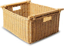 The Basket Lady Pole Handle Wicker Storage Basket, Large, 18 in L x 14.5 in W x 9 in H, Sandstone by GreenHaven Gardens