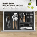 Kitchen Drawer Organizer Bins, Black Bamboo Drawer Organizer Stackable for Silverware, Utensils, Cutlery, Flatware, Junk Drawer, Dresser, Bathroom, 9" x 3" x 2.5" (Set of 2) by CozyNest Decor