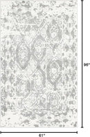 Unique Loom Rosso Collection Vintage, Geometric, Bohemian, Traditional, Distressed, Southwestern Area Rug, Rectangular 5' 0" x 8' 0", Light Gray/Ivory by CozyNest Decor