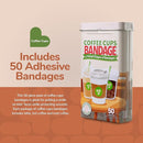 BioSwiss Bandages, Coffee Cup Shaped Self Adhesive Bandage, Latex Free Sterile Wound Care, Fun First Aid Kit Supplies for Kids, 50 Count by TinyTreasures Baby Boutique