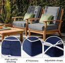 PNP FKJP 2 Pack Outdoor Chair Cushion 20" X 20" X 4", Waterproof Outdoor Seat Cushions with Non-Skid Ties, Navy (Cushion + Cover) by GreenHaven Gardens