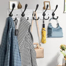 2pcs Coat Rack Wall Mount Wooden Hat Rack for Wall Hooks Pine Real Wood Plank 16.9" Old White Coat Hanger with 5 Black Triple Hooks for Hanging Coat Hat Jacket by CozyNest Decor