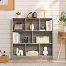 LEYAOYAO 8 Cube Bookshelf with Base,3 Tier Mid-Century Modern Grey Bookcase,Standing Wide Bookshelves Storage Organizer Shelf,Rustic Wood Display Cabinet Book Shelves for Bedroom,Living Room,Office by CozyNest Decor
