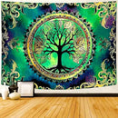 Delur Tree of Life Tapestry Green Nature Bohemian Mandala Spiritual Tapestry Wall Hanging Mystical Landscape Hippie Psychedelic Headboard for Bedroom Living Room Home Decor (59.1" x 78.7") by CozyNest Decor