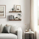 Floating Wall Shelves - 16"x6.8"x1.2" Sturdy Rustic Brown Solid Wood Shelves for Storage and Décor, Easy Installation for Living Room, Bedroom, and Kitchen - 2 Pack by CozyNest Decor