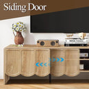 ORRD 63'' TV Stand, Modern TV Console Table Wave Panel Television Stands Entertainment Media Center with Storage Compartment and Sliding Door for Living Room (Natural) by CozyNest Decor