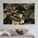 HZOHNAGO Japanese Tapestry Gold Flowers Umbrella Fan Pattern Printed Wall Tapestry Painting Wall Hanging for Bedroom Living Room Dorm 90" W x 60" H by CozyNest Decor