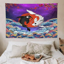 Houselerax Japanese Koi Fish Tapestry, Yin Yang Big Wave Cherry Blossom Tapestries Wall Hanging for Bedroom Living Room Office Decor 90"x60" by CozyNest Decor